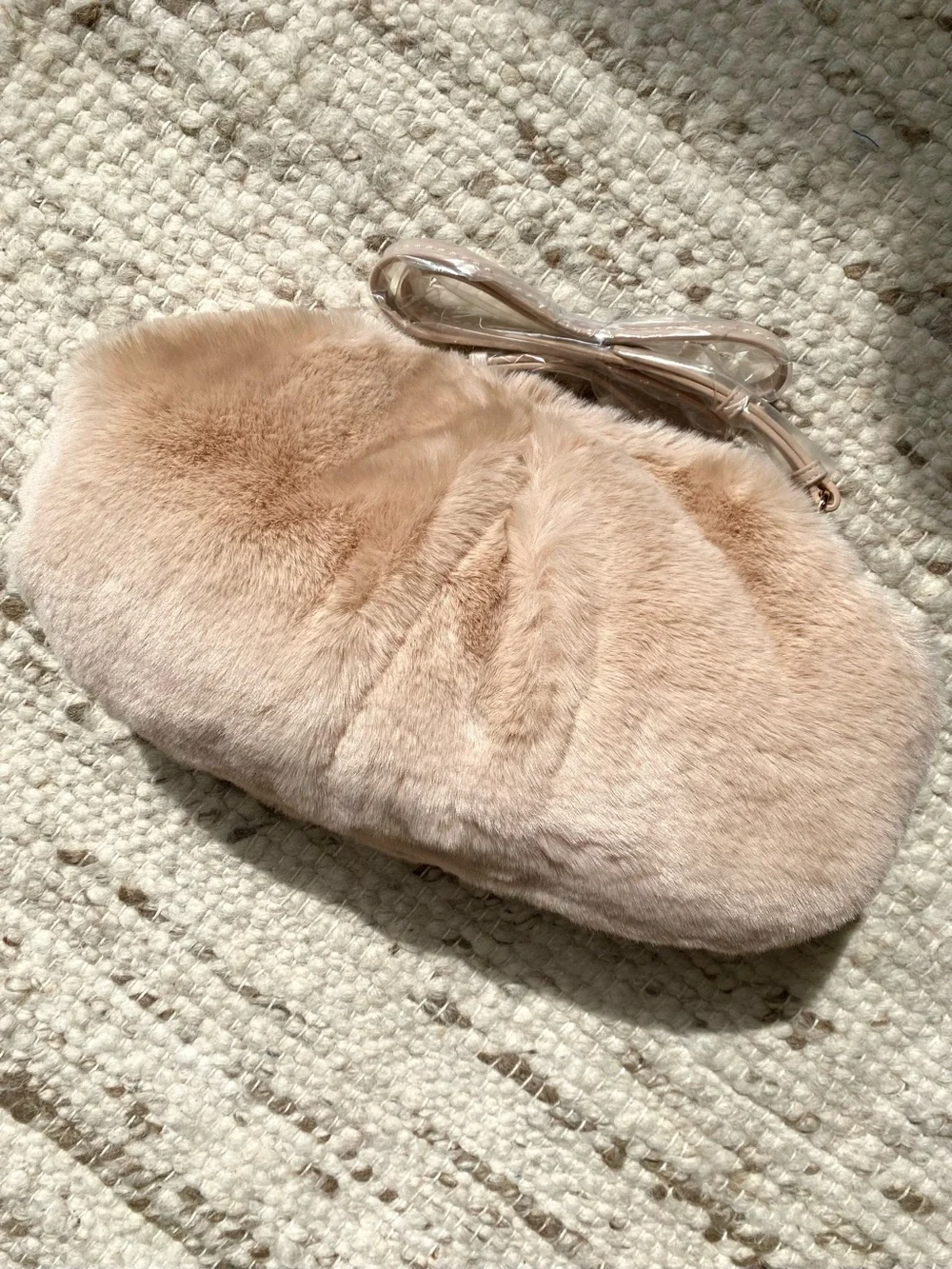 Anthropologie Dolce Vita NWT Oversized Faux Fur Clutch Crossbody Blush Pink